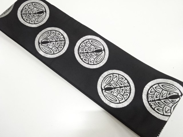 JAPANESE KIMONO / FAMILY CREST WEAVING HANHABA OBI FOR DANCING